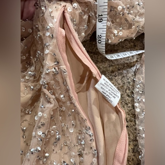 Mac Duggal Short Wedding Guest Dress 10790 , NWT Size 8 Sequin Nude color - Picture 11 of 14